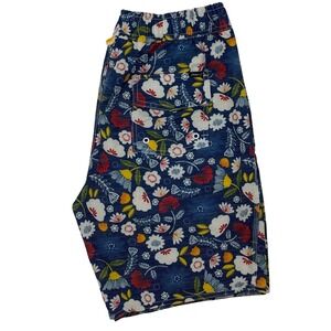 Johnnie-O Floral Swim Trunks Mens Size 31 Blue Red Yellow Flowers Shorts‎